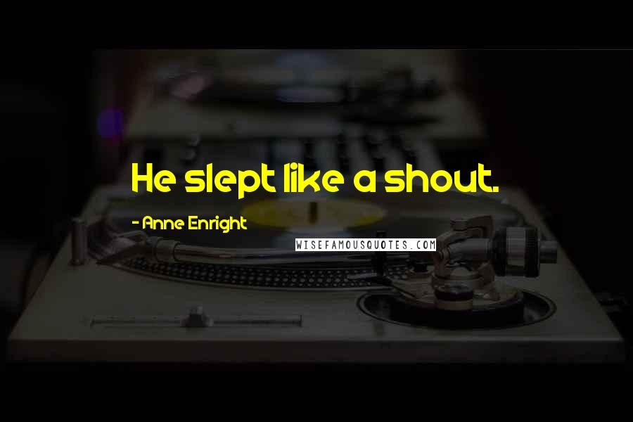 Anne Enright Quotes: He slept like a shout.