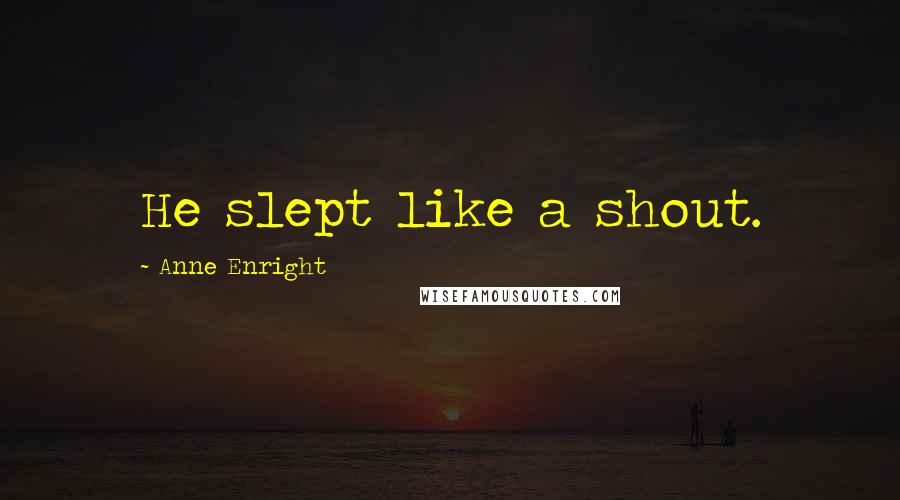 Anne Enright Quotes: He slept like a shout.