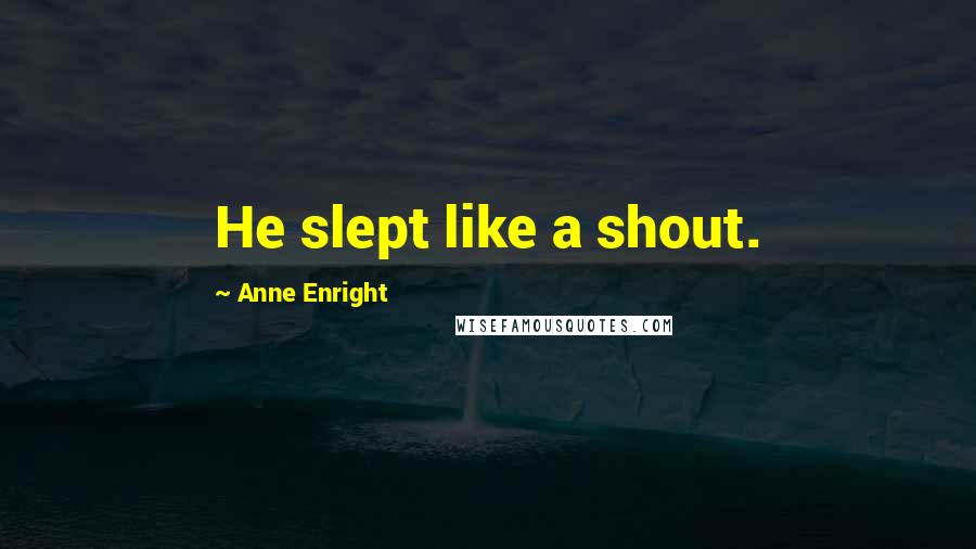 Anne Enright Quotes: He slept like a shout.