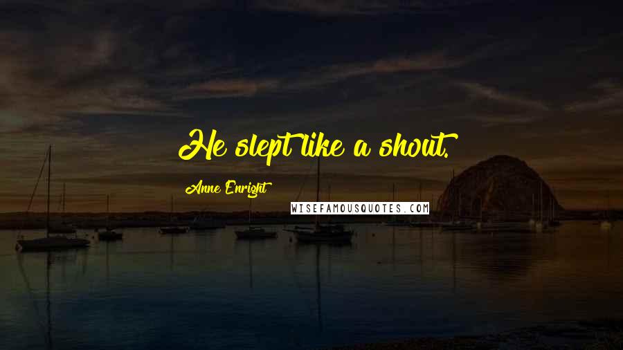 Anne Enright Quotes: He slept like a shout.