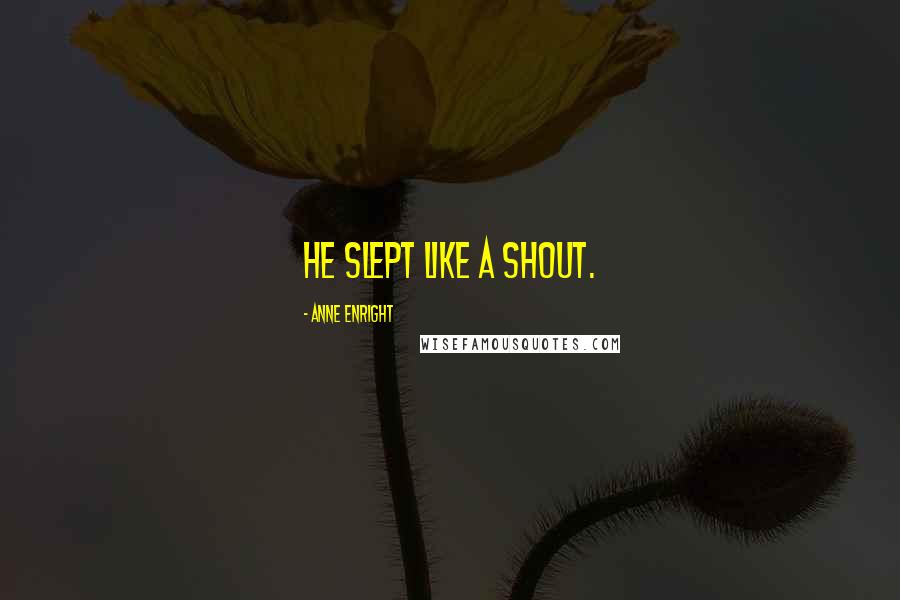 Anne Enright Quotes: He slept like a shout.