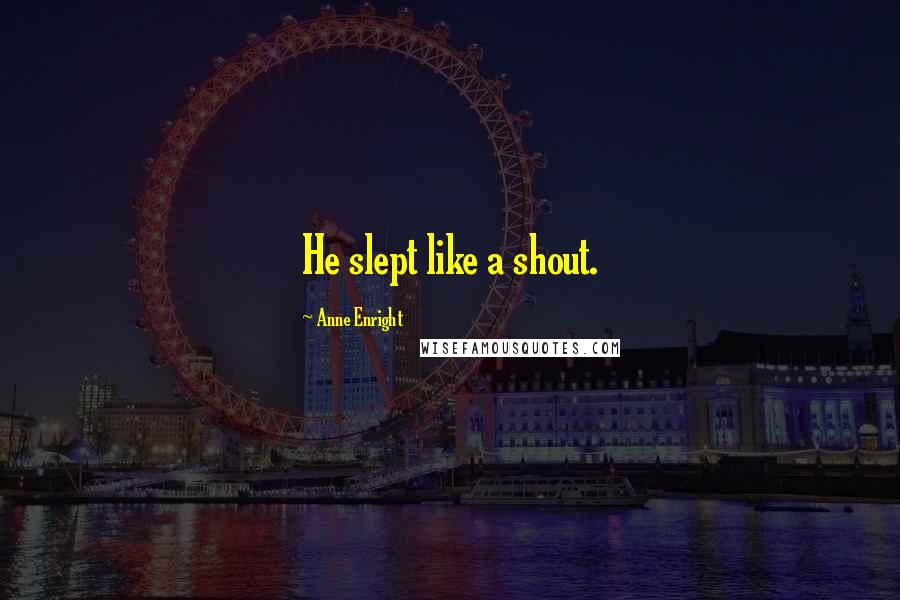 Anne Enright Quotes: He slept like a shout.