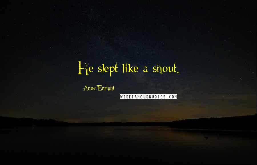 Anne Enright Quotes: He slept like a shout.