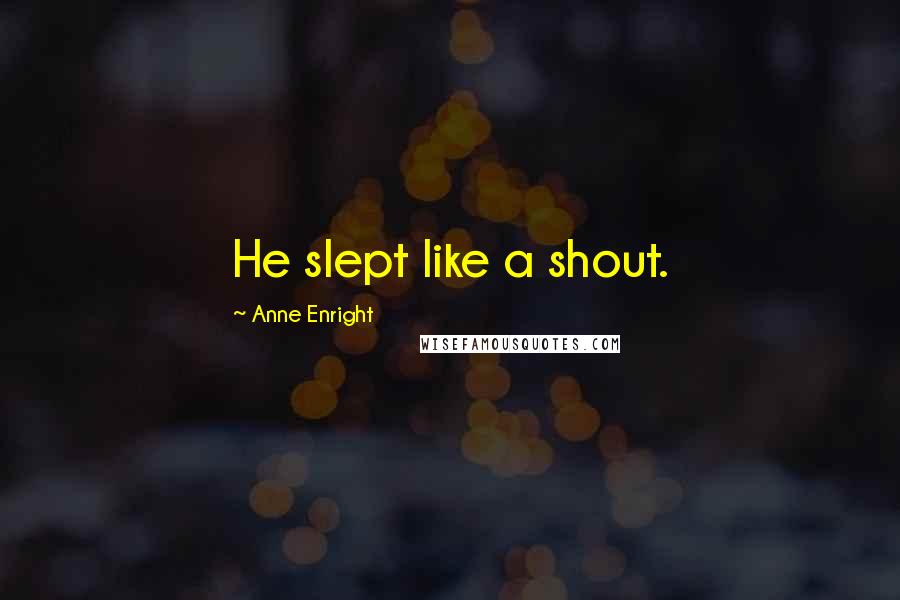 Anne Enright Quotes: He slept like a shout.