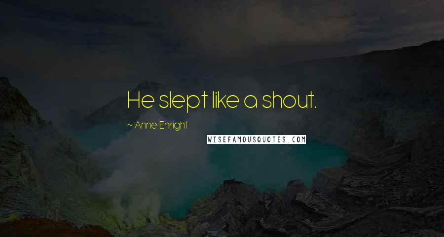 Anne Enright Quotes: He slept like a shout.