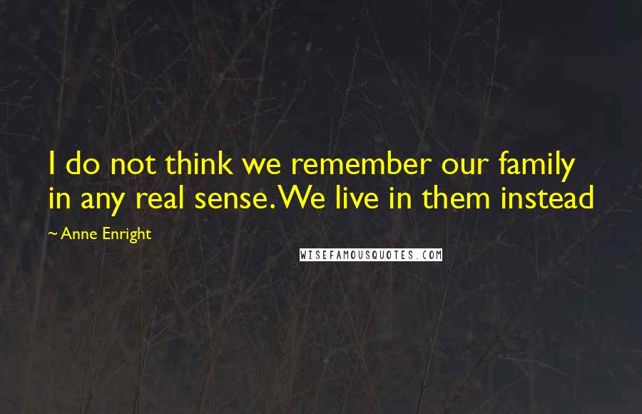 Anne Enright Quotes: I do not think we remember our family in any real sense. We live in them instead