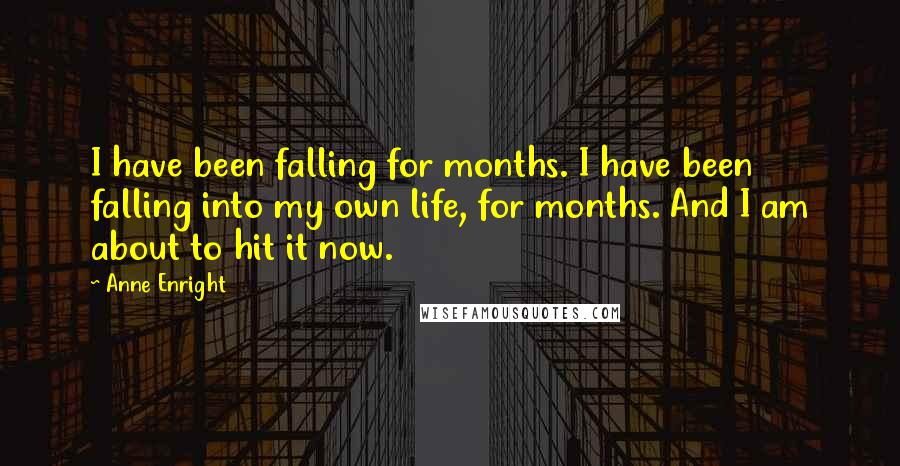 Anne Enright Quotes: I have been falling for months. I have been falling into my own life, for months. And I am about to hit it now.