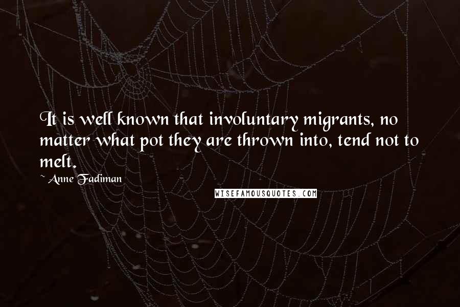 Anne Fadiman Quotes: It is well known that involuntary migrants, no matter what pot they are thrown into, tend not to melt.