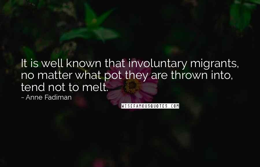 Anne Fadiman Quotes: It is well known that involuntary migrants, no matter what pot they are thrown into, tend not to melt.