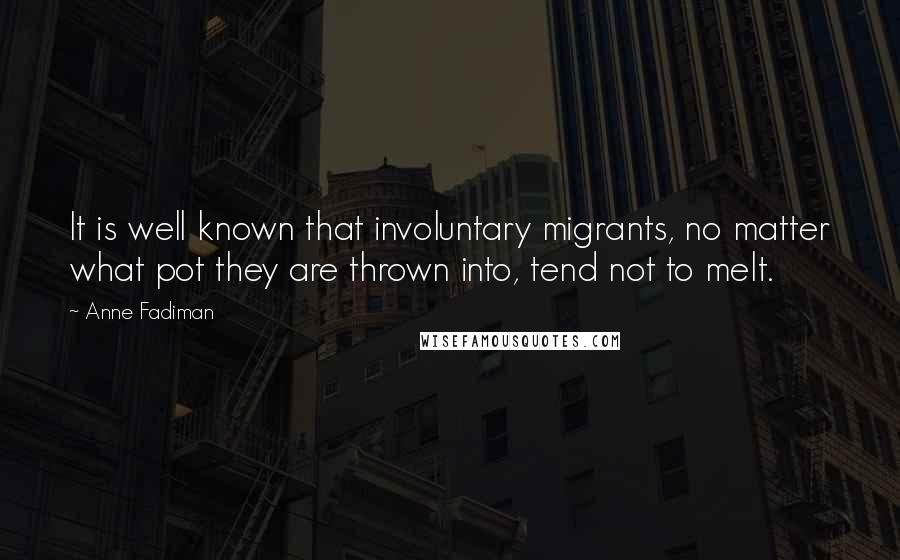 Anne Fadiman Quotes: It is well known that involuntary migrants, no matter what pot they are thrown into, tend not to melt.