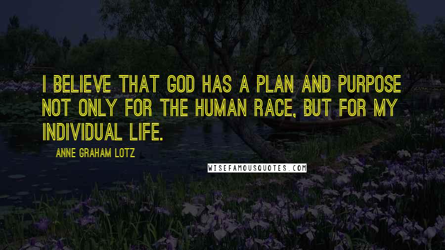 Anne Graham Lotz Quotes: I believe that God has a plan and purpose not only for the human race, but for my individual life.