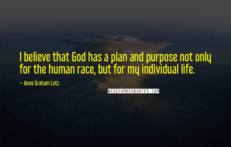 Anne Graham Lotz Quotes: I believe that God has a plan and purpose not only for the human race, but for my individual life.