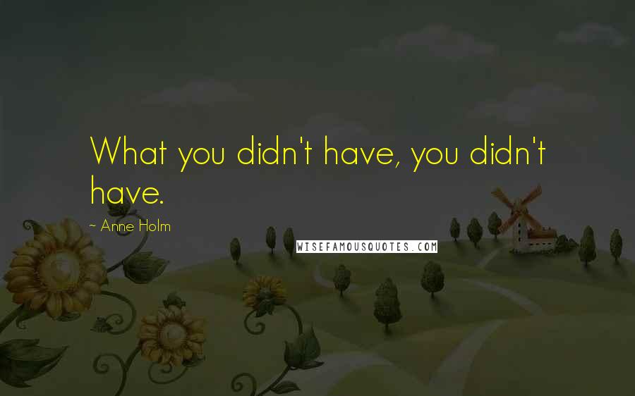 Anne Holm Quotes: What you didn't have, you didn't have.