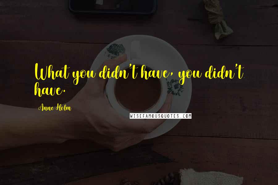 Anne Holm Quotes: What you didn't have, you didn't have.