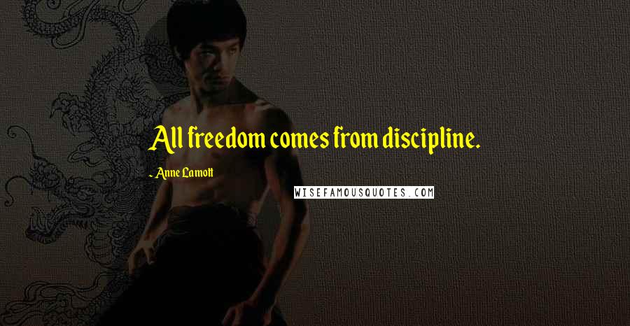 Anne Lamott Quotes: All freedom comes from discipline.