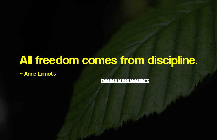 Anne Lamott Quotes: All freedom comes from discipline.