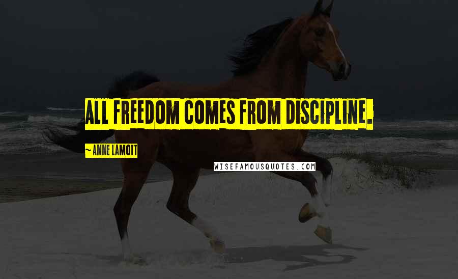 Anne Lamott Quotes: All freedom comes from discipline.