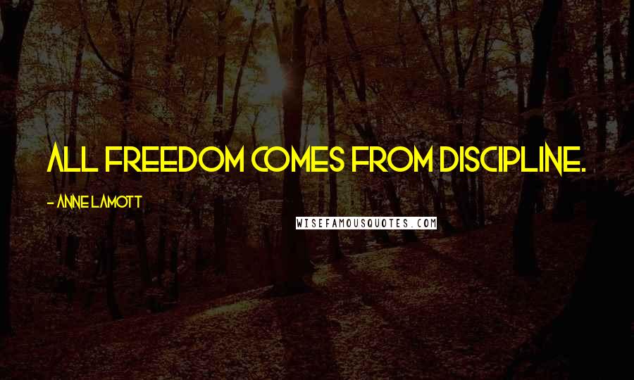 Anne Lamott Quotes: All freedom comes from discipline.