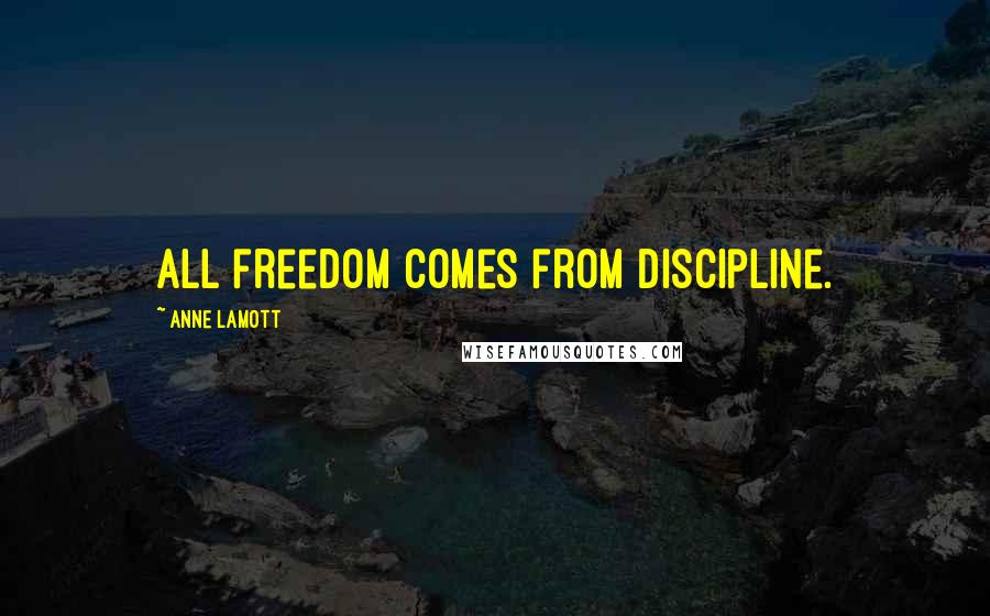 Anne Lamott Quotes: All freedom comes from discipline.