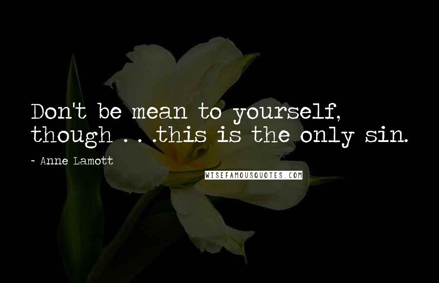 Anne Lamott Quotes: Don't be mean to yourself, though . . .this is the only sin.