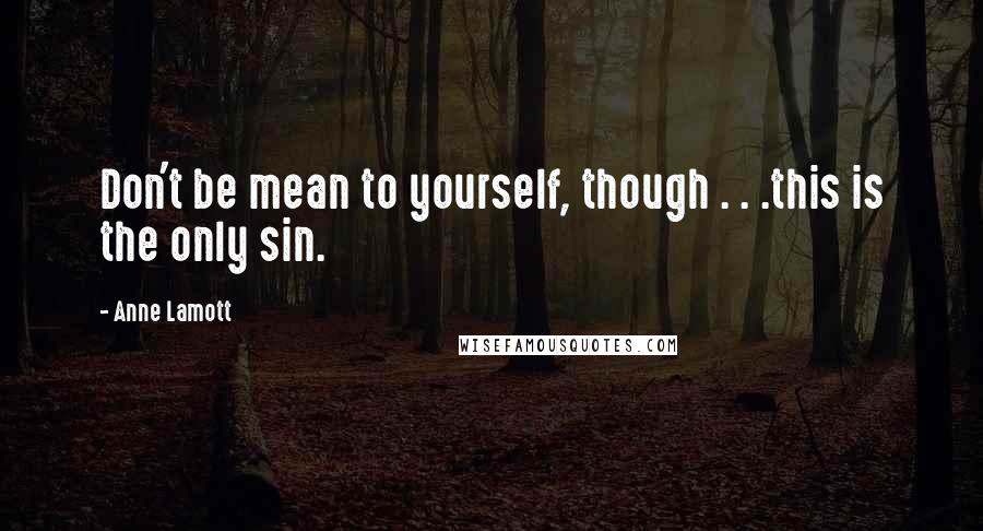 Anne Lamott Quotes: Don't be mean to yourself, though . . .this is the only sin.