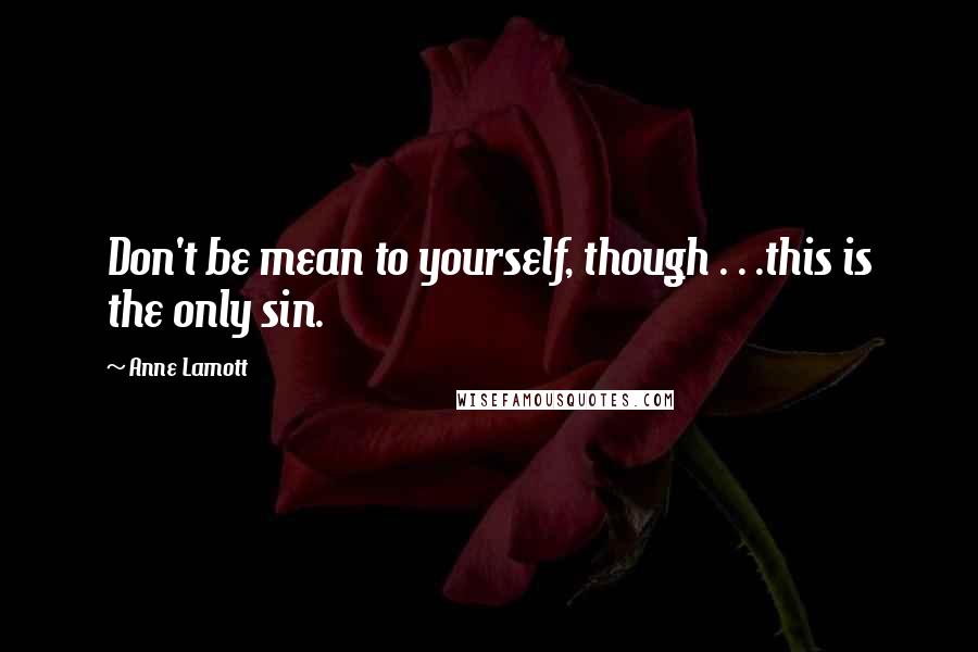 Anne Lamott Quotes: Don't be mean to yourself, though . . .this is the only sin.