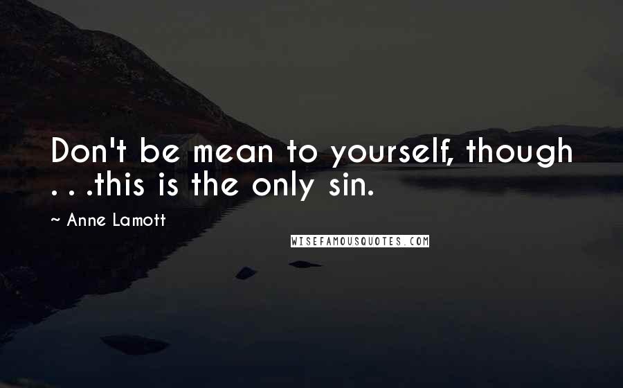 Anne Lamott Quotes: Don't be mean to yourself, though . . .this is the only sin.