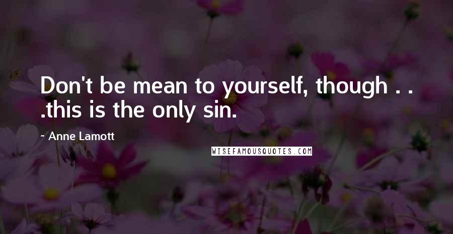Anne Lamott Quotes: Don't be mean to yourself, though . . .this is the only sin.