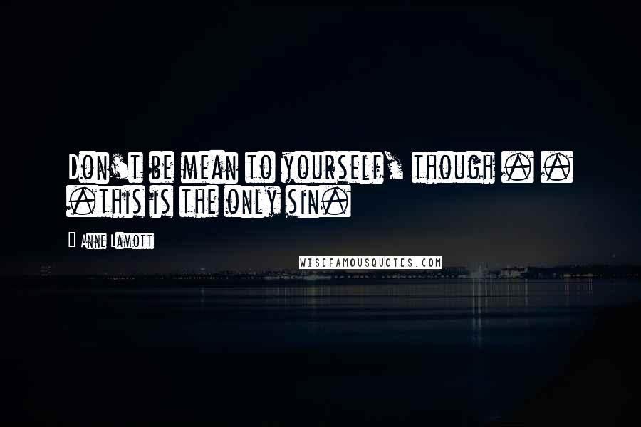 Anne Lamott Quotes: Don't be mean to yourself, though . . .this is the only sin.