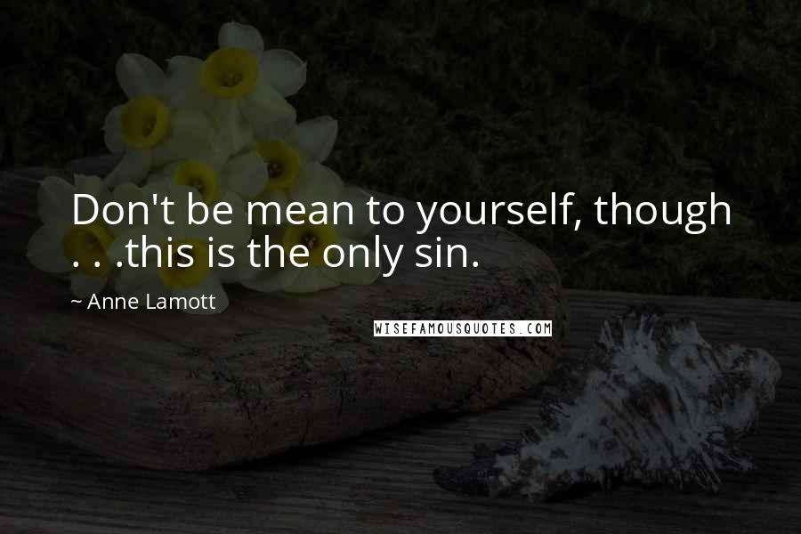 Anne Lamott Quotes: Don't be mean to yourself, though . . .this is the only sin.