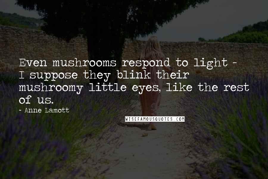 Anne Lamott Quotes: Even mushrooms respond to light - I suppose they blink their mushroomy little eyes, like the rest of us.