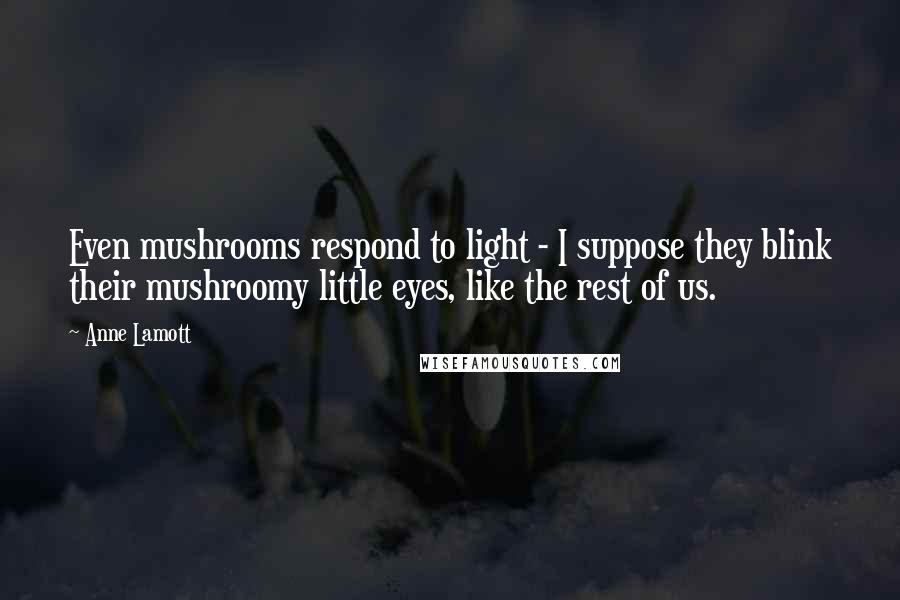 Anne Lamott Quotes: Even mushrooms respond to light - I suppose they blink their mushroomy little eyes, like the rest of us.