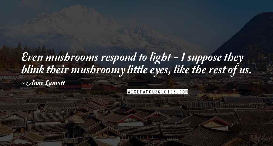 Anne Lamott Quotes: Even mushrooms respond to light - I suppose they blink their mushroomy little eyes, like the rest of us.