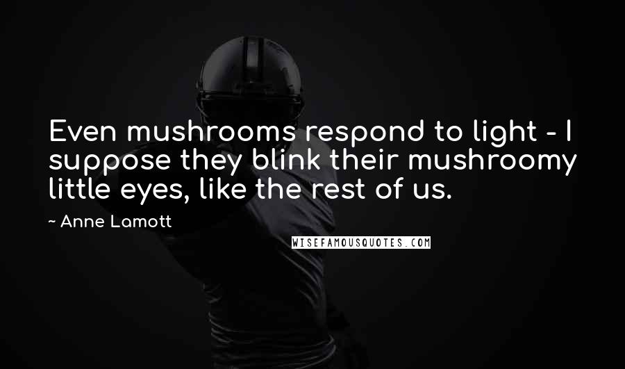 Anne Lamott Quotes: Even mushrooms respond to light - I suppose they blink their mushroomy little eyes, like the rest of us.