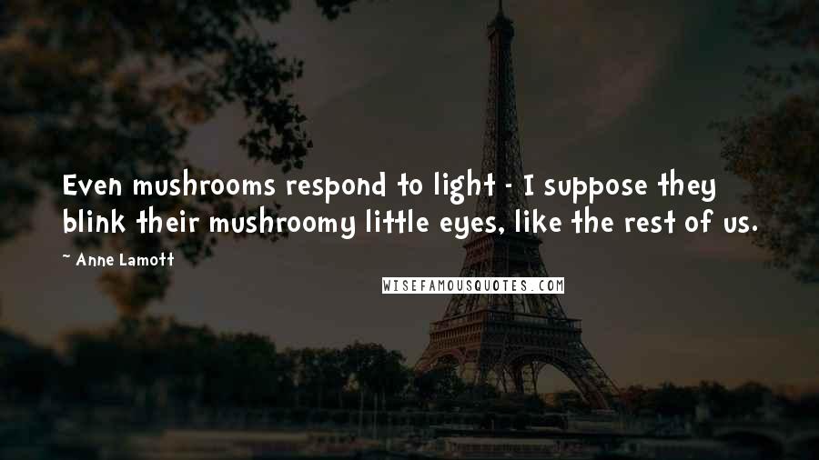 Anne Lamott Quotes: Even mushrooms respond to light - I suppose they blink their mushroomy little eyes, like the rest of us.