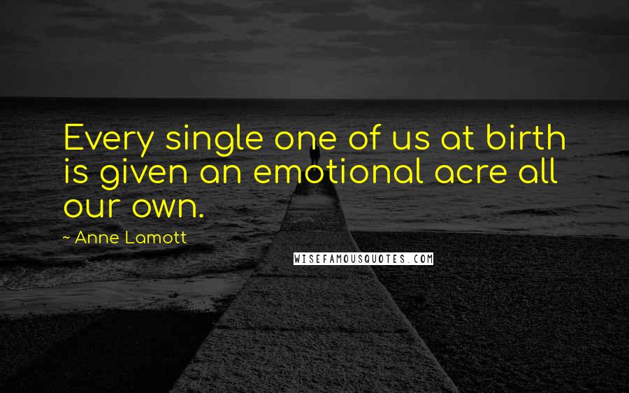 Anne Lamott Quotes: Every single one of us at birth is given an emotional acre all our own.