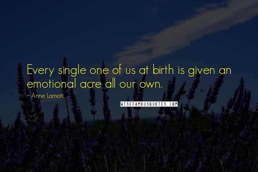 Anne Lamott Quotes: Every single one of us at birth is given an emotional acre all our own.