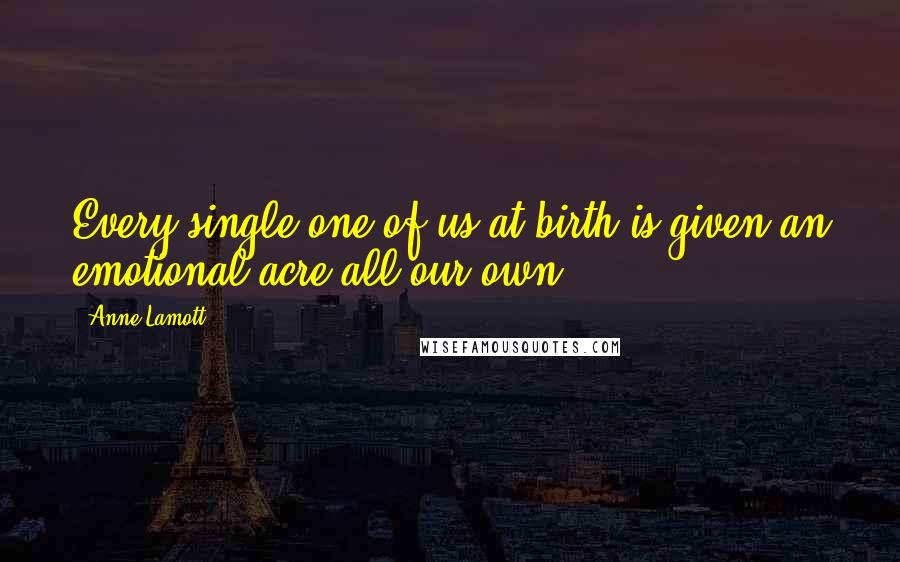 Anne Lamott Quotes: Every single one of us at birth is given an emotional acre all our own.