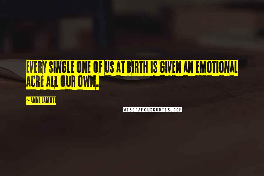 Anne Lamott Quotes: Every single one of us at birth is given an emotional acre all our own.