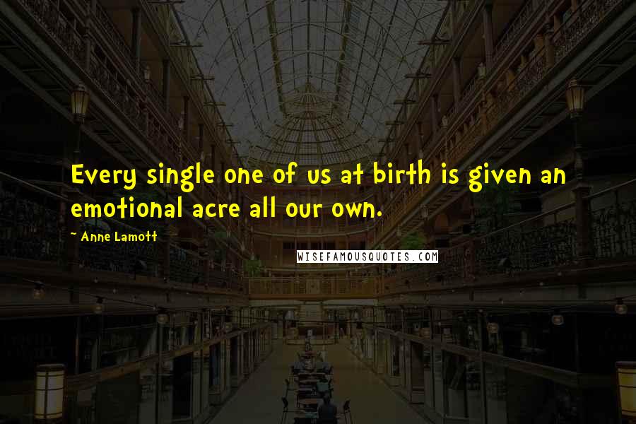 Anne Lamott Quotes: Every single one of us at birth is given an emotional acre all our own.