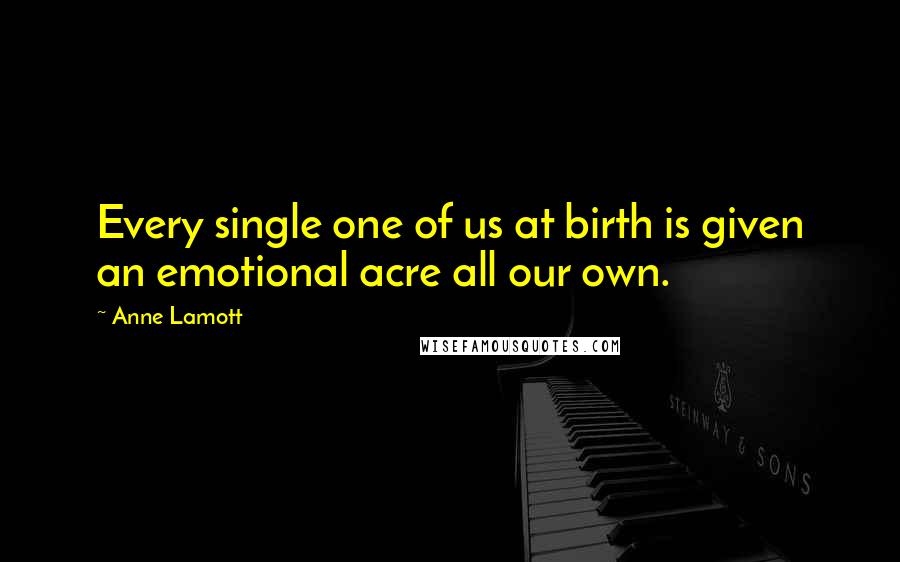 Anne Lamott Quotes: Every single one of us at birth is given an emotional acre all our own.