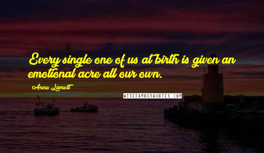 Anne Lamott Quotes: Every single one of us at birth is given an emotional acre all our own.
