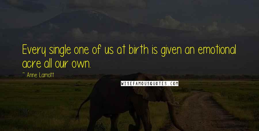 Anne Lamott Quotes: Every single one of us at birth is given an emotional acre all our own.