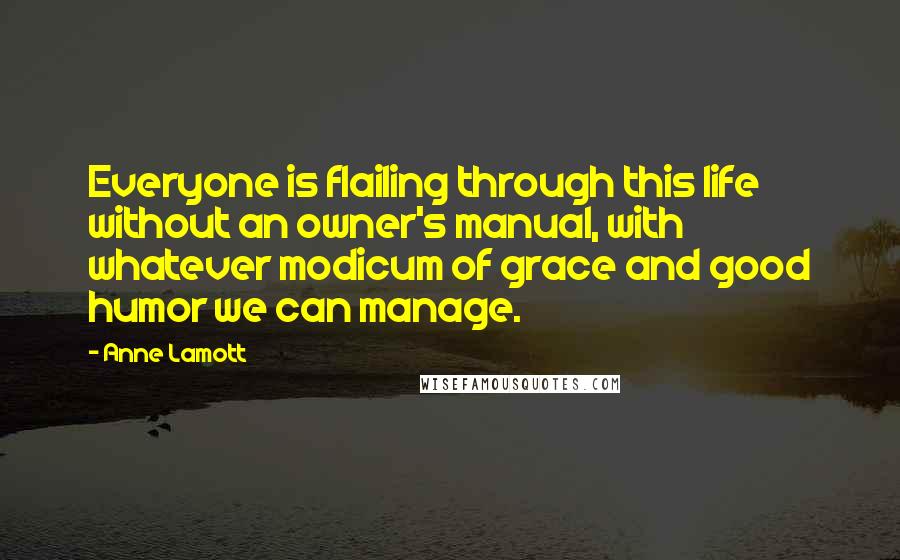 Anne Lamott Quotes: Everyone is flailing through this life without an owner's manual, with whatever modicum of grace and good humor we can manage.