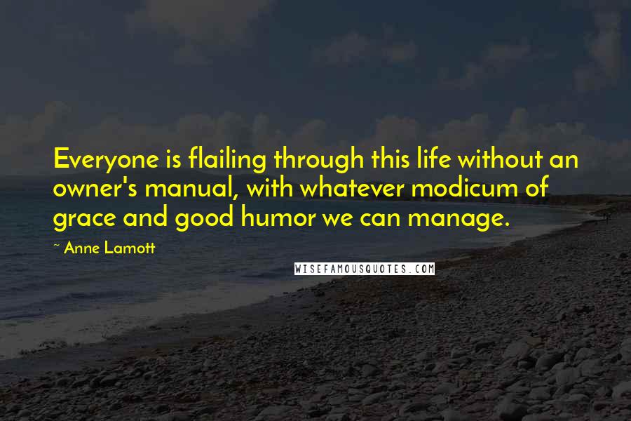 Anne Lamott Quotes: Everyone is flailing through this life without an owner's manual, with whatever modicum of grace and good humor we can manage.