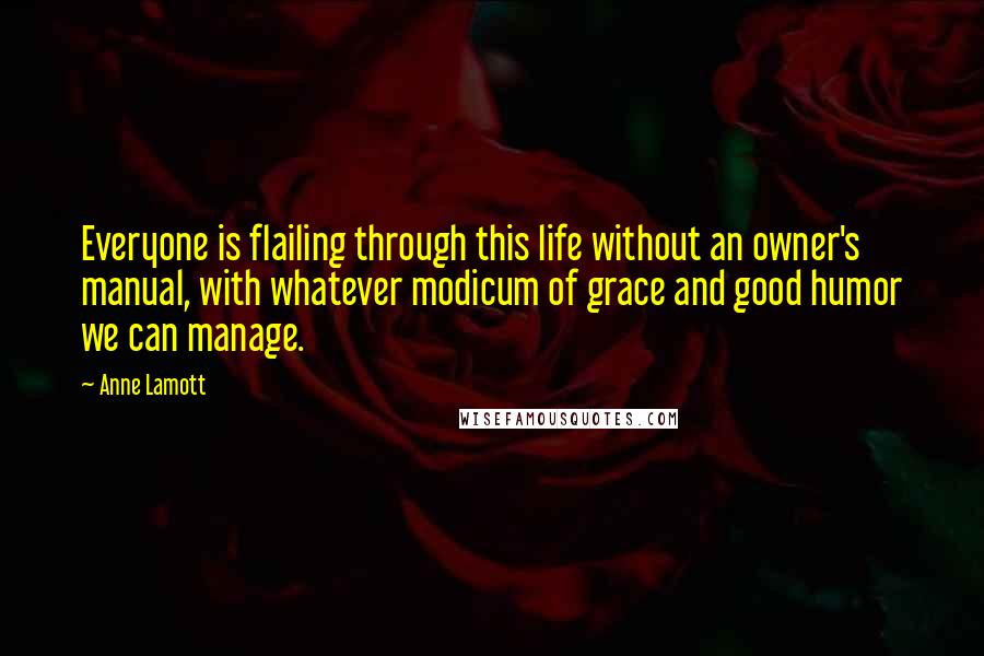 Anne Lamott Quotes: Everyone is flailing through this life without an owner's manual, with whatever modicum of grace and good humor we can manage.
