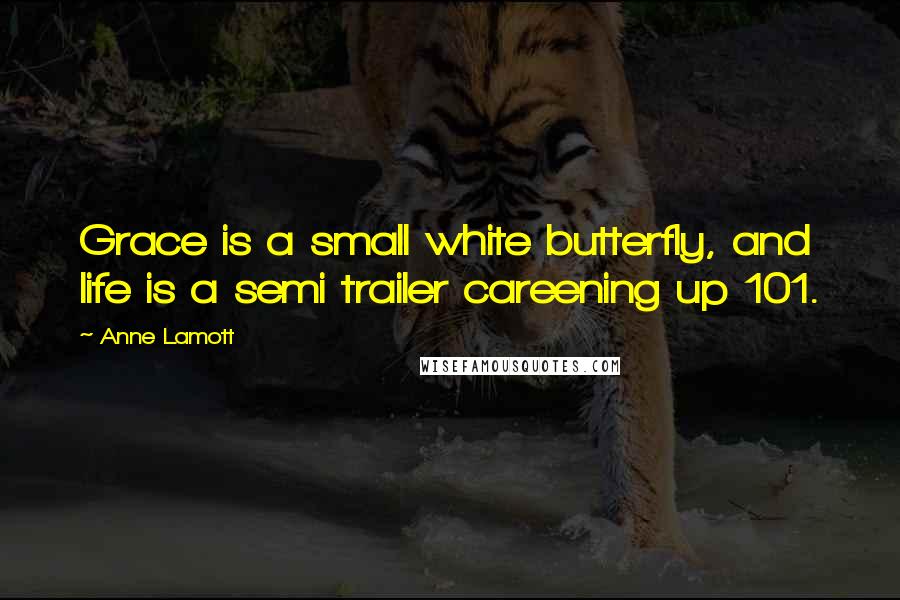 Anne Lamott Quotes: Grace is a small white butterfly, and life is a semi trailer careening up 101.
