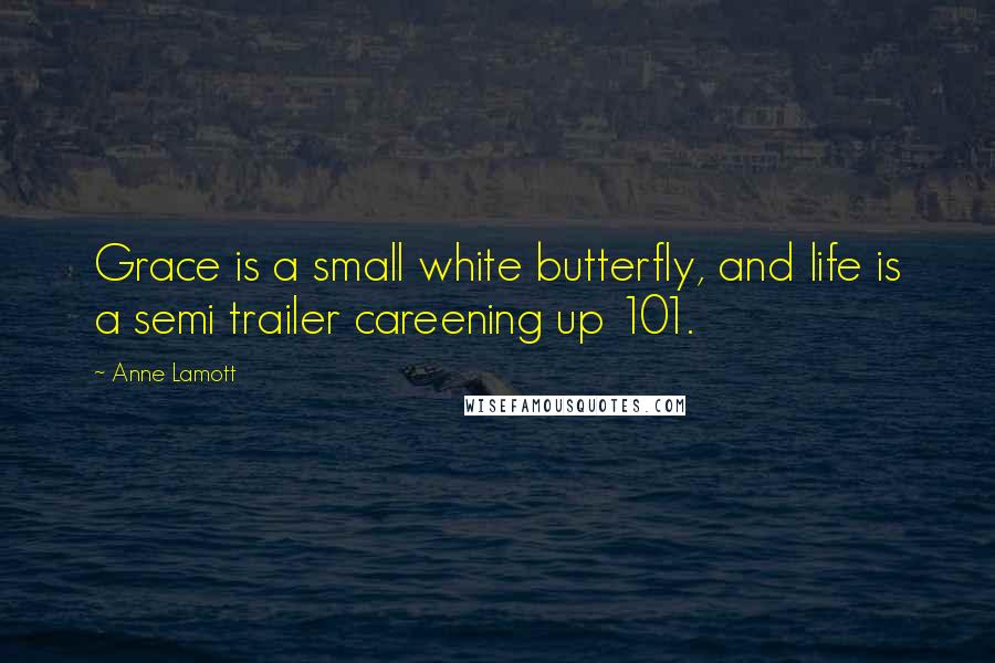 Anne Lamott Quotes: Grace is a small white butterfly, and life is a semi trailer careening up 101.
