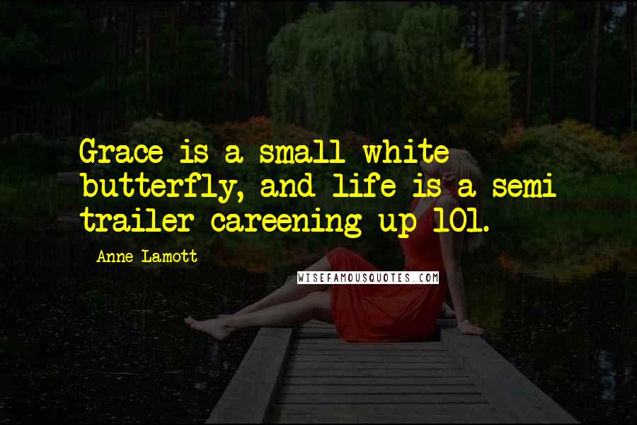Anne Lamott Quotes: Grace is a small white butterfly, and life is a semi trailer careening up 101.