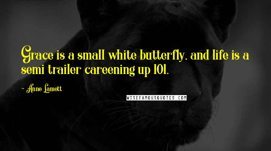 Anne Lamott Quotes: Grace is a small white butterfly, and life is a semi trailer careening up 101.